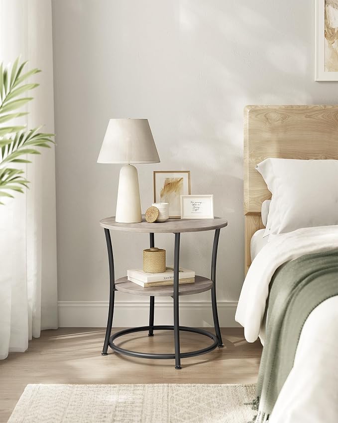 VASAGLE 21.7-Inch Round Side Table, 2-Tier End Table | Nightstand - Image 6