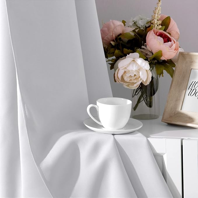 HOMEIDEAS Greyish White Blackout Curtains 42 X 84 Inch 2 Panels Room Darkening - Image 5