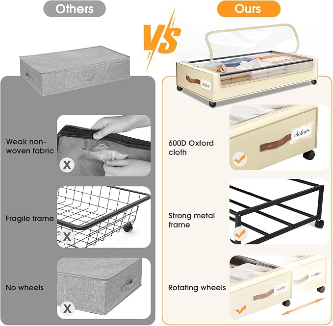 Under Bed Storage with Wheels 1Pack Storage Containers with Clear Window | - Image 5