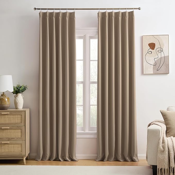 Pinch Pleated Blackout Curtains 104 Inch Long 2 Panels by KEQIAOSUOCAI