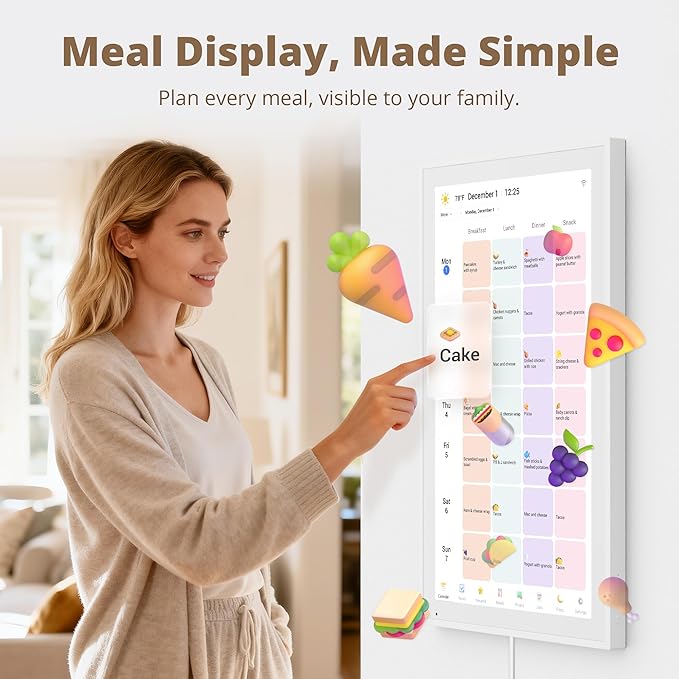 Dragon Touch Digital Calendar 21.5 Inch Touch Screen, Electronic Wall Calendar Chore Chart for Family Monthly/Weekly Planner, Interactive Display for Home Organization, Desk Mount Included - White
