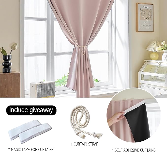 AJAZZ 100% Window Blinds Blackout Portable Black Out Curtains Adhesive Curtains - Image 2