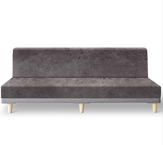 molasofa Leather Like Stretch Futon Slipcover Armless Futon Bed Sofa Cover Furniture Protector with Elastic Bottom, Soft and Washable Futon Cover for Sofa Bed Stay in Place（X Larger，Khaki）