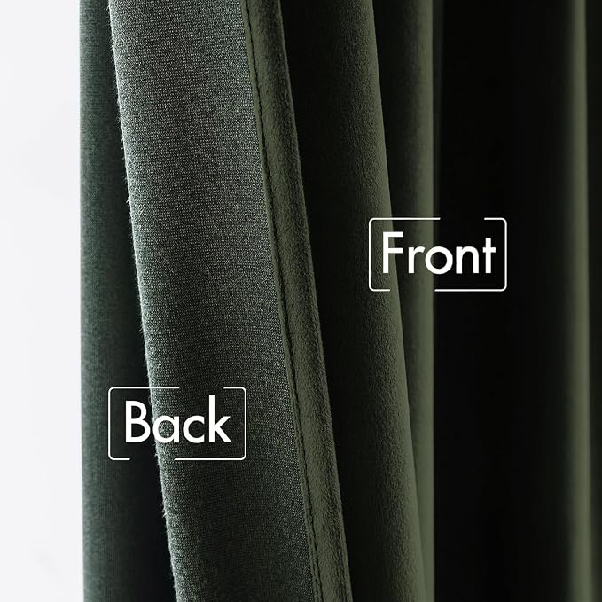 MIULEE Velvet Curtains 52x108 inches 2 Panels Olive Blackout Curtains | Luxury - Image 6