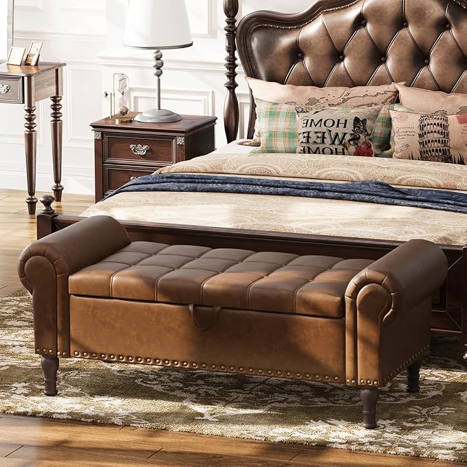Apicizon 51” Bench with Storage, Upholstered Tufted Button Bedroom Bench with by APICIZON