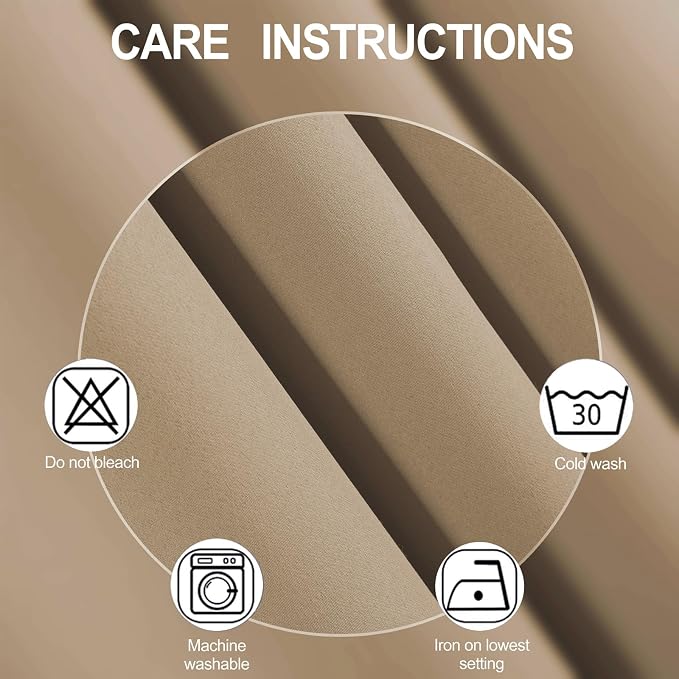 Natural Blackout Curtains/38 x 54 Inch/Set of Two Panels Grommet Living Room - Image 4