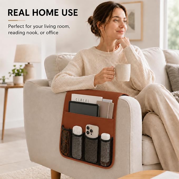 Armchair Caddy for Couch Remote Control Holder Recliner Armrest Organizer Non - Image 8