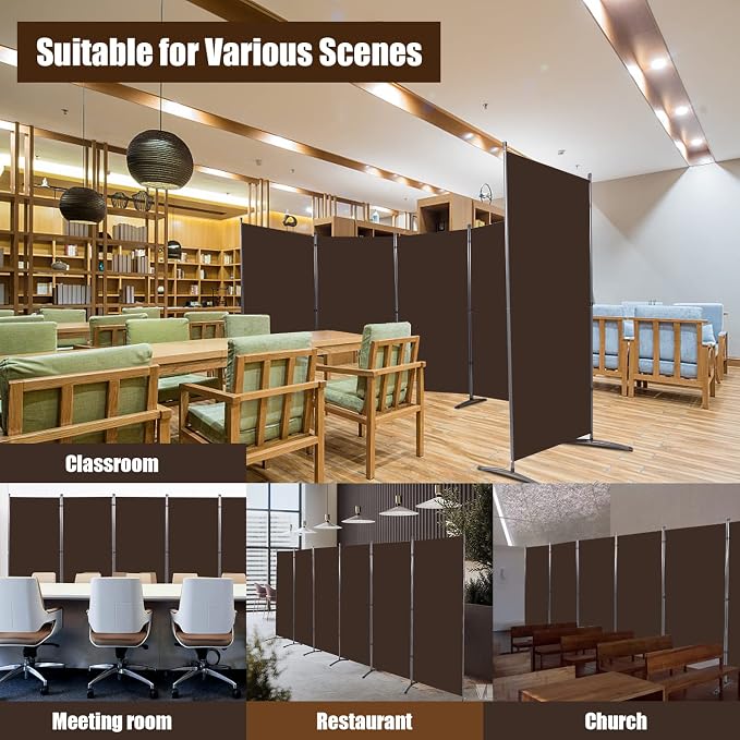 6 Panel Folding Room Divider, Sturdy Frame Freestanding Wall Divider | - Image 7