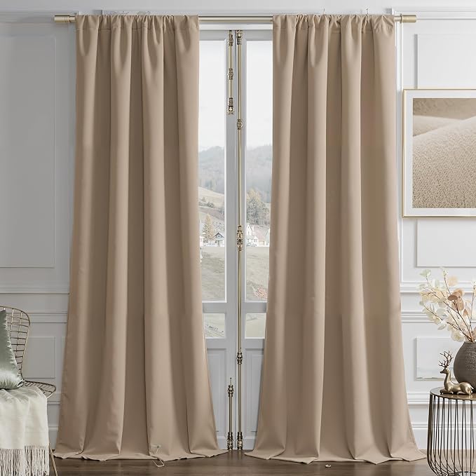 Joydeco Velvet Blackout Curtains Black Out Curtain 84 Inch Drapes | by JOYDECO