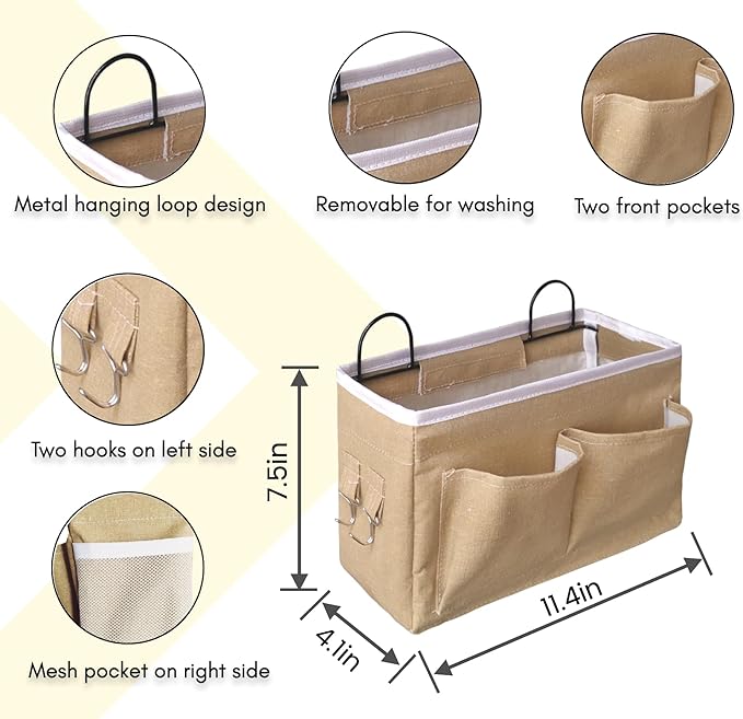 Kanrichu 2pcs Middle Wall Hanging Organizer Bag, Linen Fabric Door Hanging - Image 5