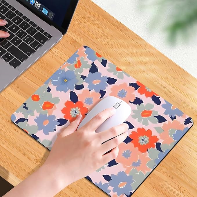 Field of Flowers Pastel Floral Square Mouse pad, Texture, Waterproof, Anti Slip Rubber Base, Computer Mouse pad, Laptop Mouse pad