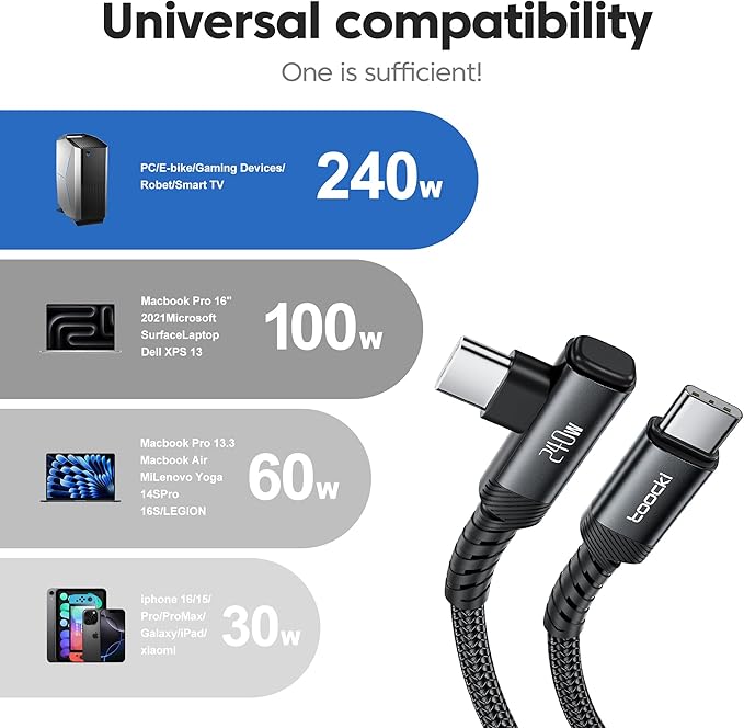 USB C Cable [2Pack, 3.3ft] 240W Fast Charging Type C Cord, Nylon Braided USB 2.0 Cable for iPhone 17 16 15 Pro Plus Pro Max Air, iPad Pro, Samsung Galaxy S24 S23, Switch, MacBook Pro, Pixel-Black