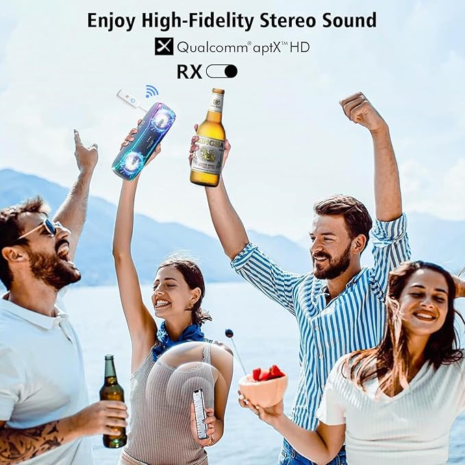 Bluetooth 5.2 Audio Transmitter Receiver for TV, Bluetooth Transmitter for Headphones, 2 BT Devices Connections, 3.5mm Jack Aux Airplane Headphone Adapter for Car/Home Stereo, White