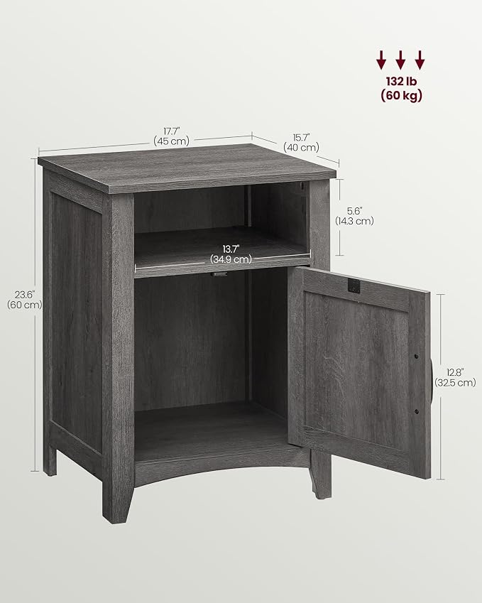 VASAGLE Nightstand Farmhouse Barn Door Bedside Table - Image 3
