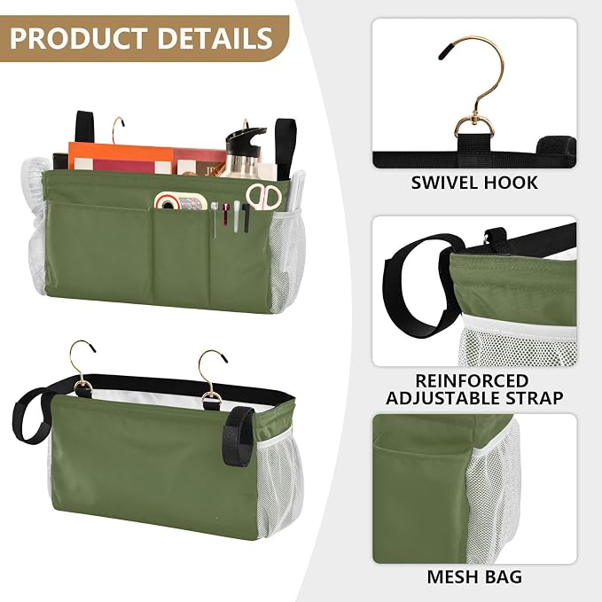 DOMIKING Dark Green Bedside Caddy - Image 5