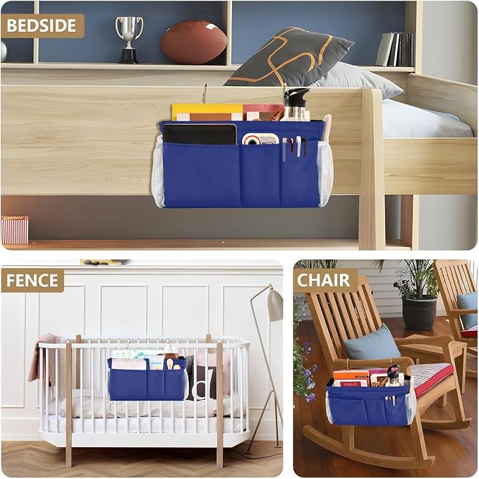 DOMIKING Blue Bedside Caddy for Dorm Bed Recliner Armrest Organizer - Image 8