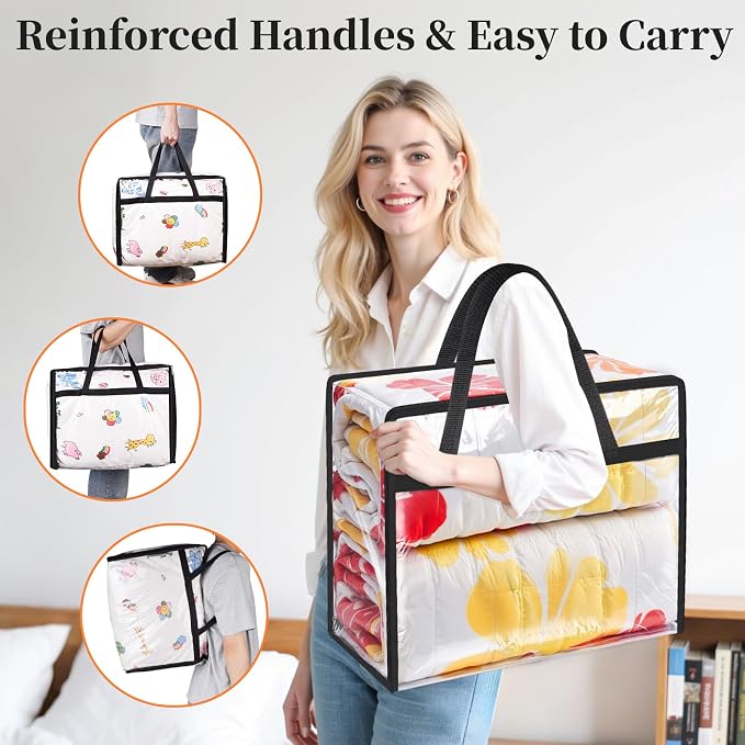 SpaceTrove Clear Storage Bags, foldable waterproof moving bags store comforters - Image 7