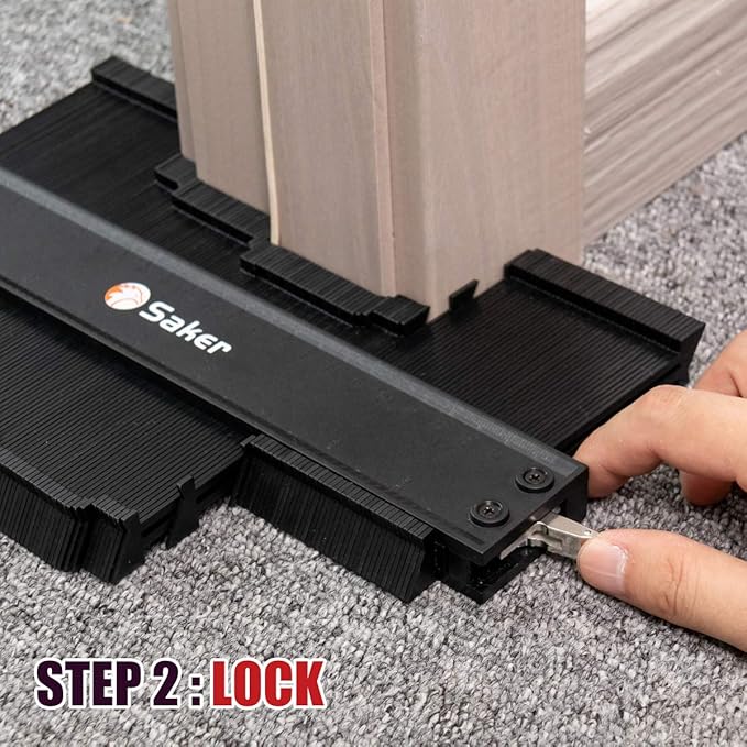 Saker Contour Gauge Profile Tool- Adjustable Lock-Precisely Copy Irregular Shape Duplicator - Must Have Tool for DIY Handyman, Construction (BLACK+10INCH)