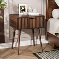 VINGLI Fluted Nightstand with Drawer, Bedside Table, End Tables Bedroom by VINGLI