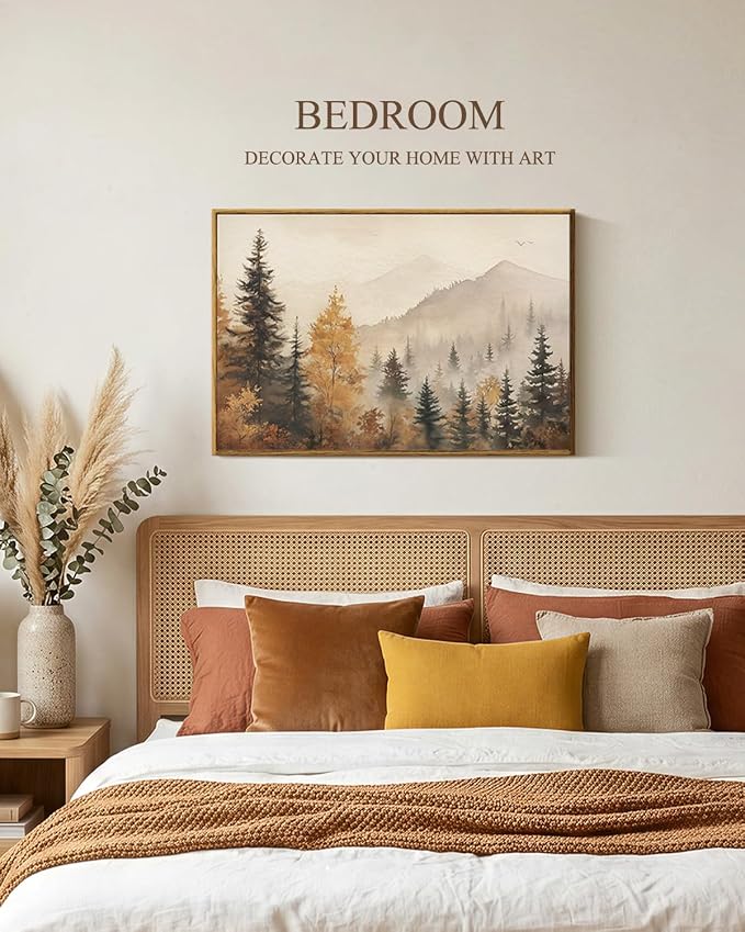 InSimSea Fall Forest Large Wall Art Decor, Trees Autumn Mountains, 16x24in | - Image 5