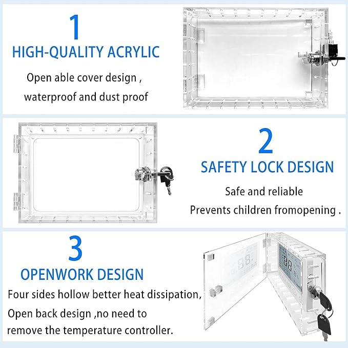 Young Dance 2PCS Large Thermostat Lock Box Cover with Key,Clear Thermostat Cover with Lock Fits Honeywell Thermostat On Wall,AC Lock Box Cover with Key Fits Thermostats 6.5" W x5.0 H or Smaller