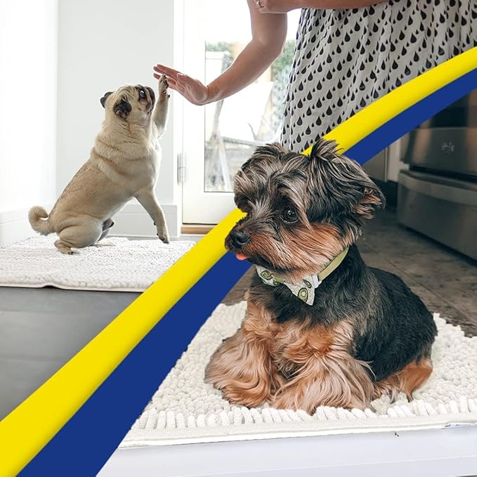 Muddy Mat® Shown on TV – Super Absorbent Door Mat Indoor, Microfiber Quick Dry Chenille Entryway Rug, Non-Slip Front Door Mat, Indoor Mats for Entryway, Machine Washable Pet Rug, White 24"x36"
