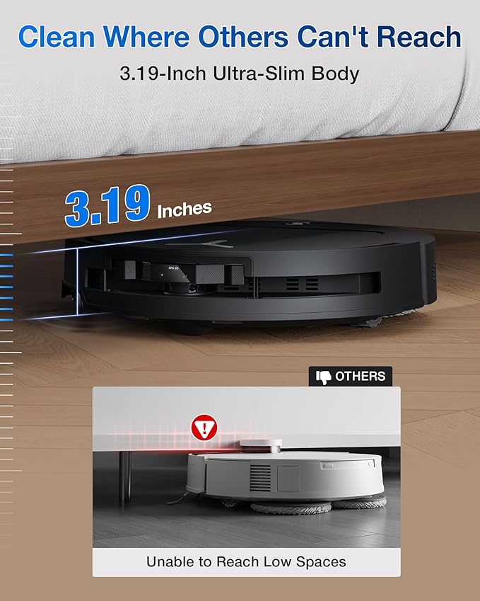 ECOVACS DEEBOT T50 PRO Omni Robot Vacuum and Mop, 3.19” Ultra-Slim, 15,000Pa Suction, ZeroTangle 2.0, TruEdge Edge Cleaning, AIVI 3D Obstacle Avoidance, Auto Mop Wash & Dry, Self-Emptying