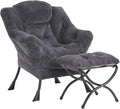 Lazy Chair with Ottoman, Comfy Accent Reading Chair, Plush Navy | Foldable by LITA