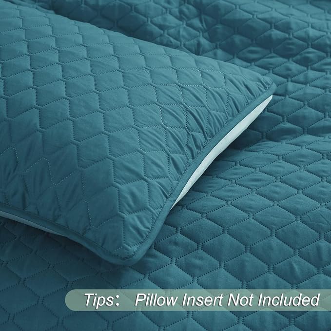 Exclusivo Mezcla Reversible Twin Quilt Bedding Set, Dusty Teal | Lightweight - Image 5