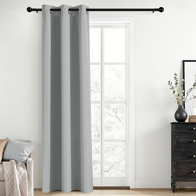 Yakamok Blackout Curtains 38x84 inch Light Grey Thermal Drapes-Bedroom | 1 panel by Yakamok