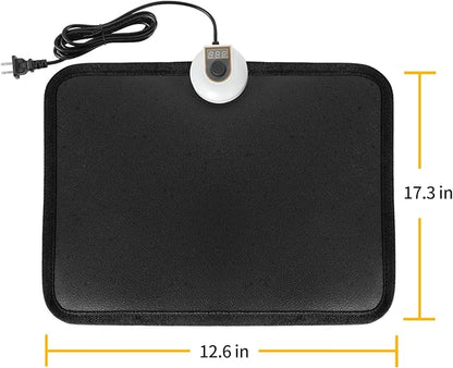 AC 110V Heated Floor Mat for Foot, Carbon Crystal Heating Pad, Electric Heated Foot Warmers for Office, Home (Black)