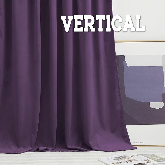 RYB HOME Purple Velvet Blackout Curtains 96 inches - Image 6