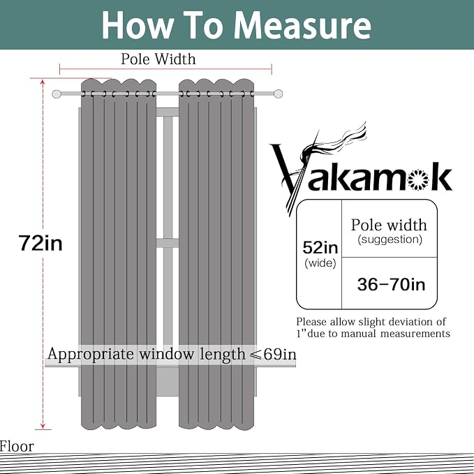 Yakamok Room Darkening Curtains 52x72 inch Length Lilac-Living Room | 2 panels - Image 7