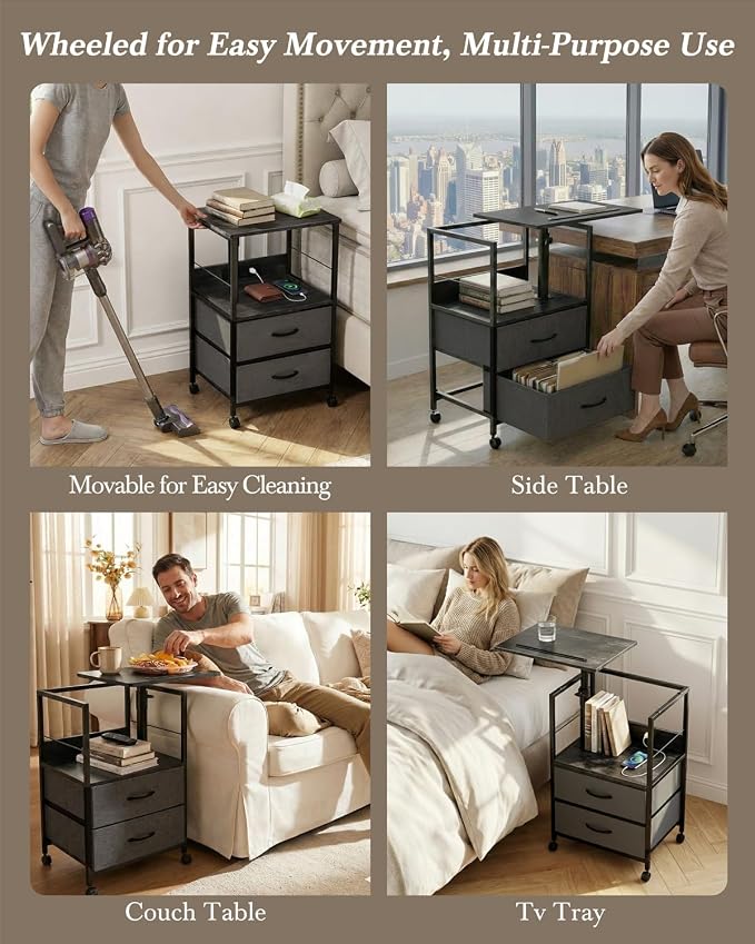Faesun Swivel Lift Top Nightstand - Image 7