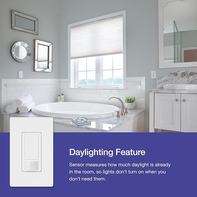 Lutron Maestro Motion Sensor Light Switch Indoor for Bathroom, Garage, Laundry Room, Closet, Occupancy Sensor Light Switch, Single-Pole, No Neutral, MS-OPS5M-WH, 3 Pack