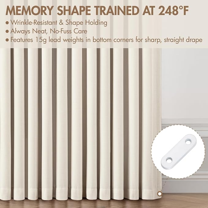 MIULEE Pinch Pleated 100% Blackout Curtains 40"x92" Long Birch 4 Panels Set | - Image 5