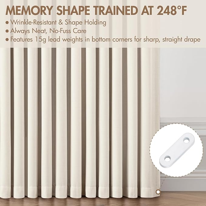 MIULEE Pinch Pleated 100% Blackout Curtains 40"x94" Long Birch 4 Panels Set | - Image 5