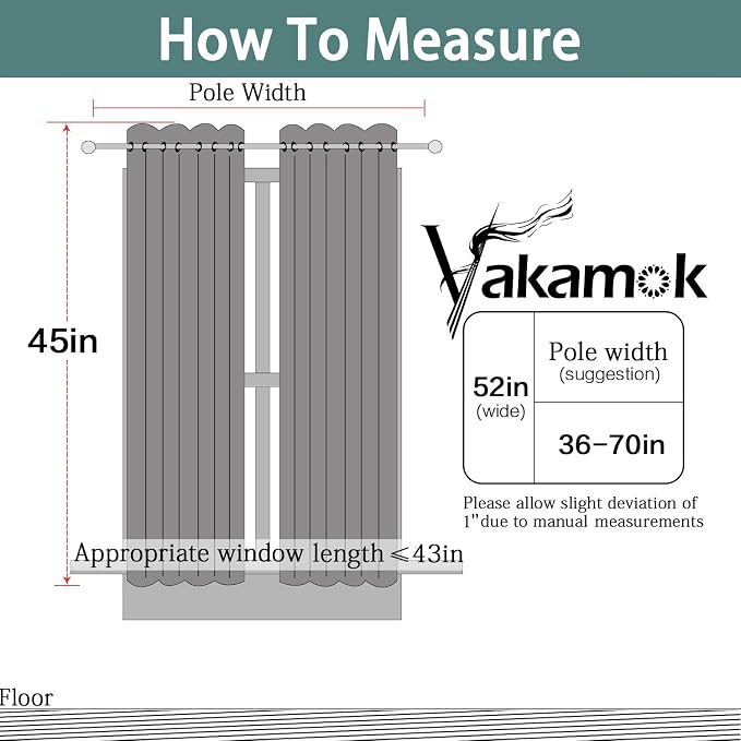 Yakamok Room Darkening Curtains 52x45 inch Length Aqua-Living Room | 2 panels - Image 7