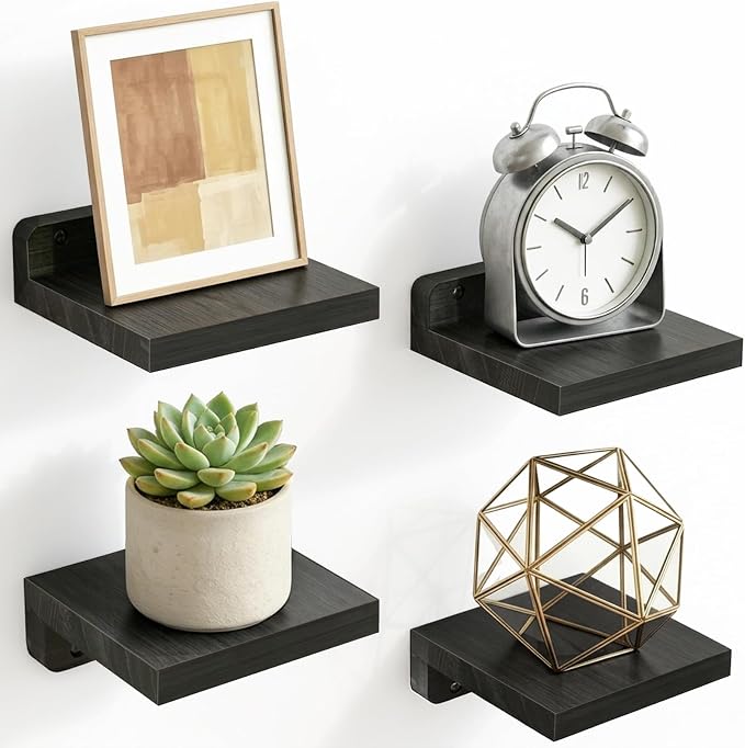Fixwal Small Floating Shelves for Wall Decor | Rustic wood shelf for displaying by Fixwal