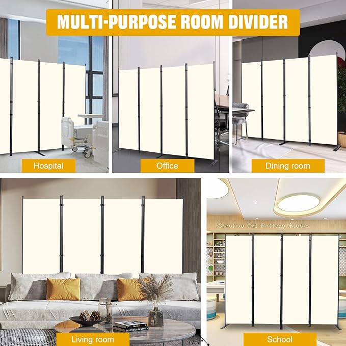 Room Divider 4 Panel-88''Wide, 6FT Room Dividers and Folding Privacy Screens | - Image 5