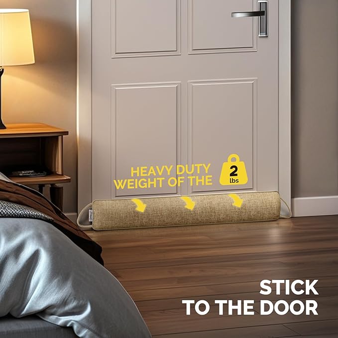 fowong Under Door Draft Stopper 32 Inch Weighted Draft Stopper for Bottom of Door Soundproofing Noise Blocker Easy Install, Oatmeal