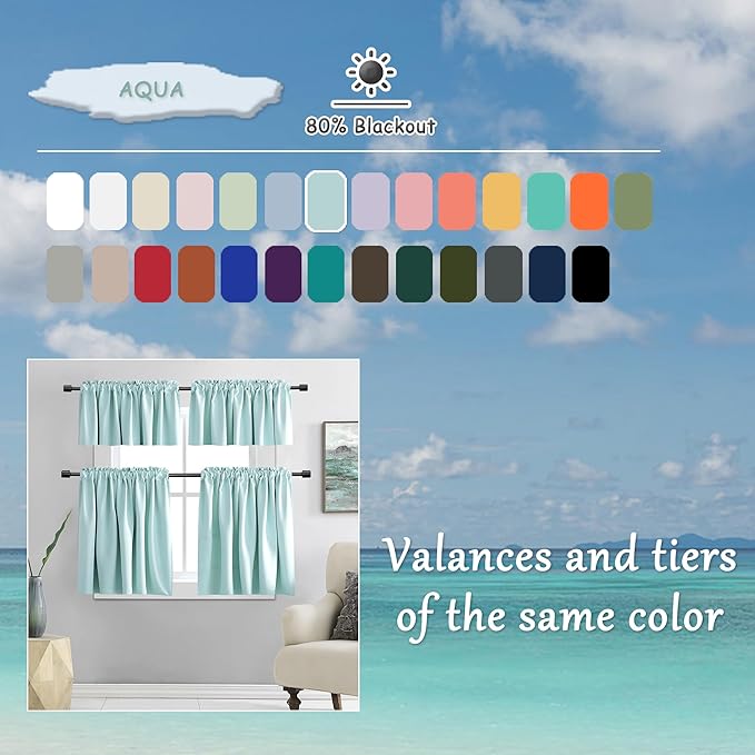 63 Inch Length Aqua Blackout Curtains - Image 5