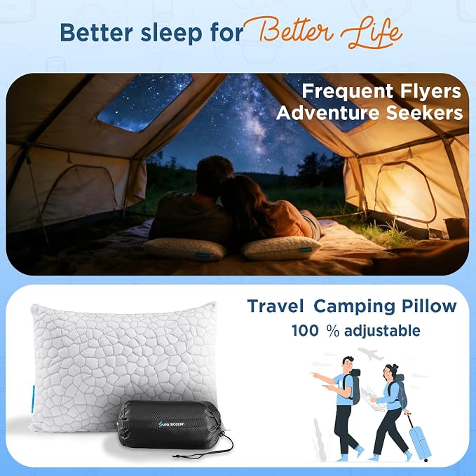 Cooling Pillow Camping Size 1 Pack, Adjustable Bed Pillows - Image 4