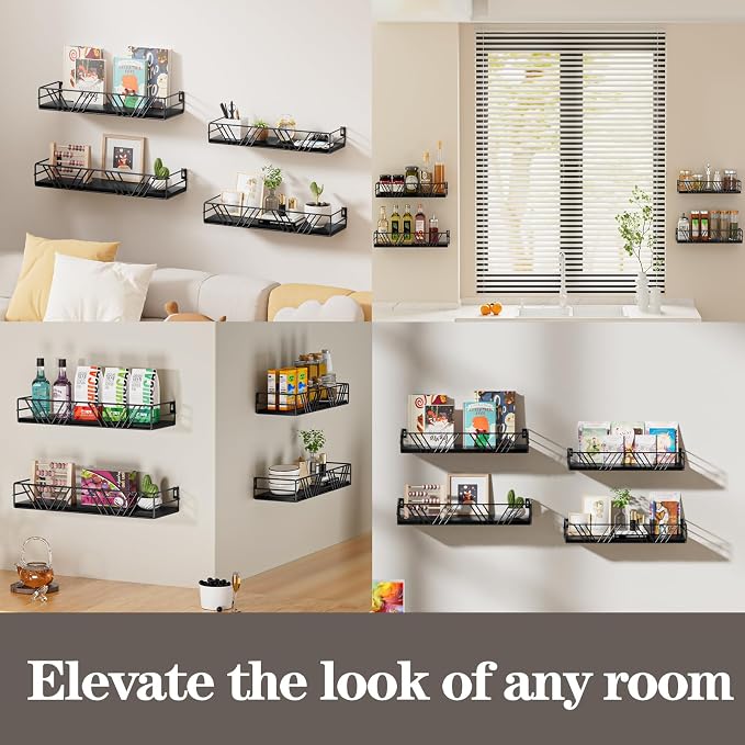 Amaoot Floating Shelves for Wall Set of 4, Wall Shelf Wood Floating Shelf | - Image 7