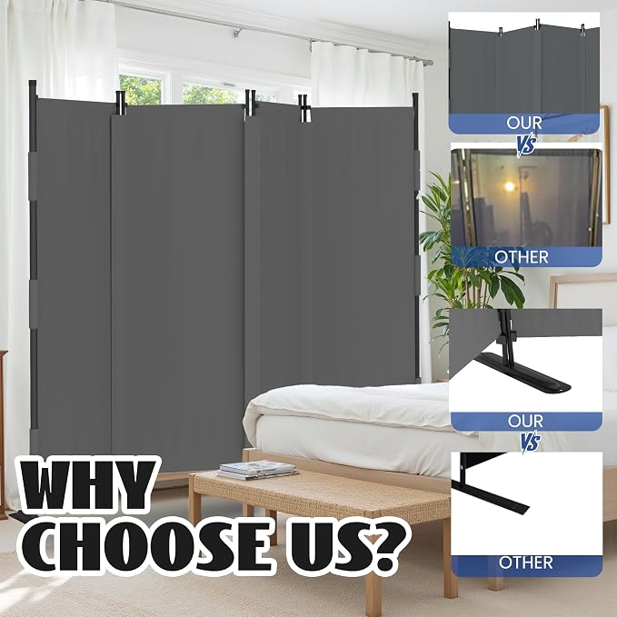 Room Divider 4 Panel Folding Privacy Screen, Portable Small Room Dividers - Image 2