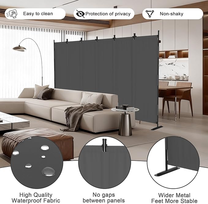 6 Panel Room Divider, 6ft Folding Screen Portable Wall Partition Room Divider - Image 2