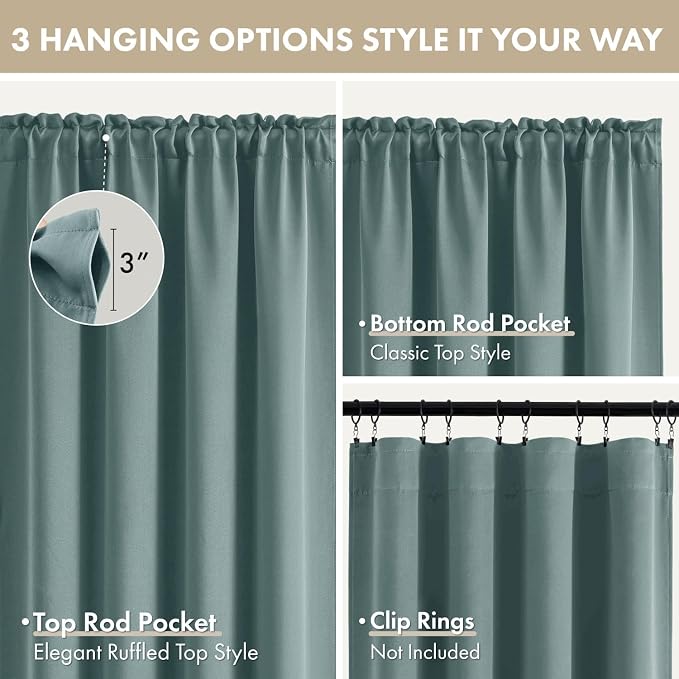 MIULEE 84 Inch Length Dusty Blue Blackout Bedroom Curtains Set of 4 | Thermal - Image 7
