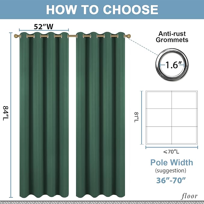 Diraysid Green Grommet Blackout Curtains - Image 6