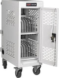 Aokleo Laptop Charging Cart,16 Devices Tablet Storage Carts for pad Up to 16.3" Screen Size, Classroom Computer Mobile Charging Station for Pads, Chromebooks,Laptops, Security Storage(16 Bay-White)