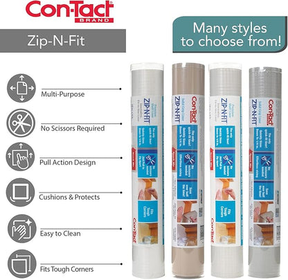 Con-Tact Brand Zip-N-Fit Adhesive Perforated, Scissors Needed, 18-Inches by 4-Feet, Black Solid Grip Drawer and Shelf Non-Slip Liner, x 4', 6 Sq Ft